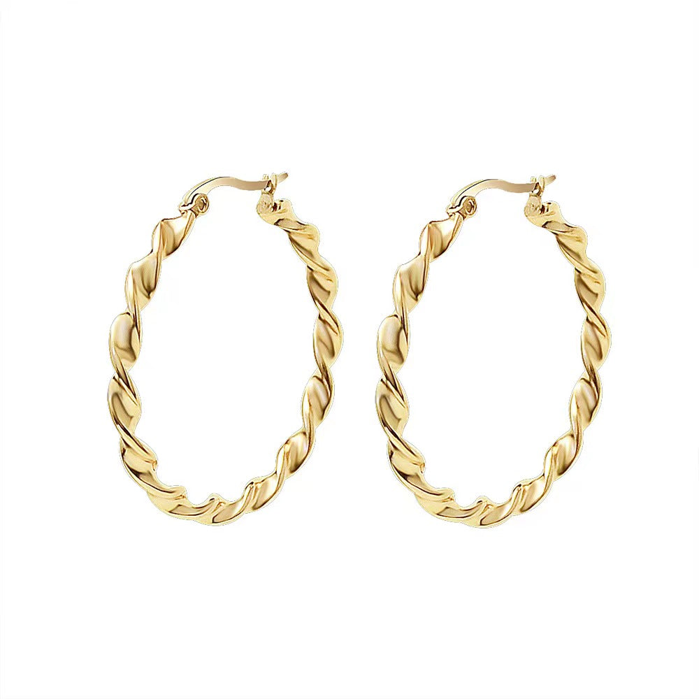 1 Pair Lady Simple Style Round Plating Stainless Steel Gold Plated Earrings