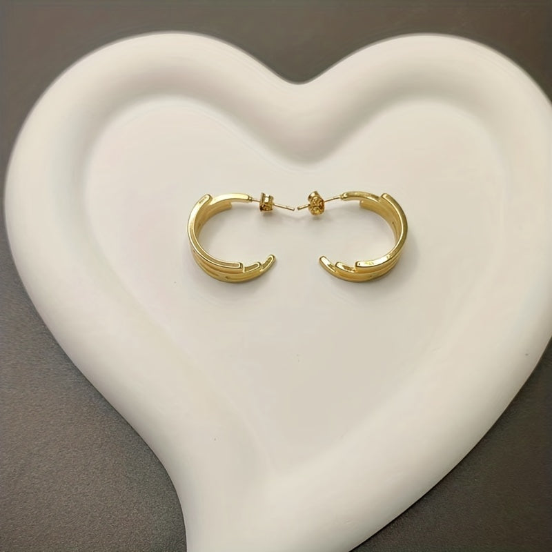 1 Pair Simple Style C Shape Plating Titanium Steel Gold Plated Earrings