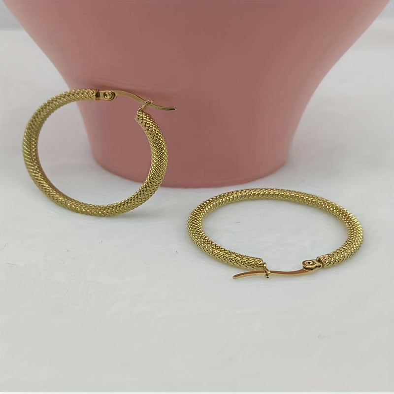 1 Pair Lady Simple Style Round Plating Stainless Steel Gold Plated Earrings