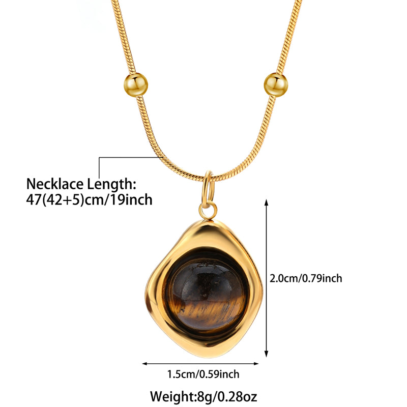 Elegant Simple Style Solid Color Stainless Steel Beaded Plating 18k Gold Plated Pendant Necklace