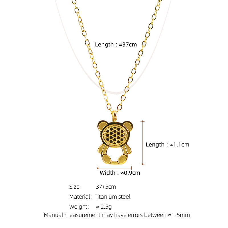 Simple Style Little Bear Titanium Steel Plating Gold Plated Pendant Necklace