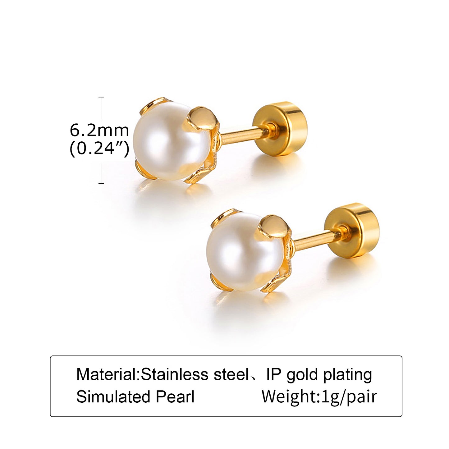 1 Pair Retro Round Titanium Steel Inlay Zircon Ear Studs