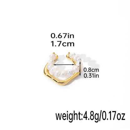 Original Design Simple Style Round Freshwater Pearl Copper Plating Inlay Pearl 18k Gold Plated Silver Plated Open Rings