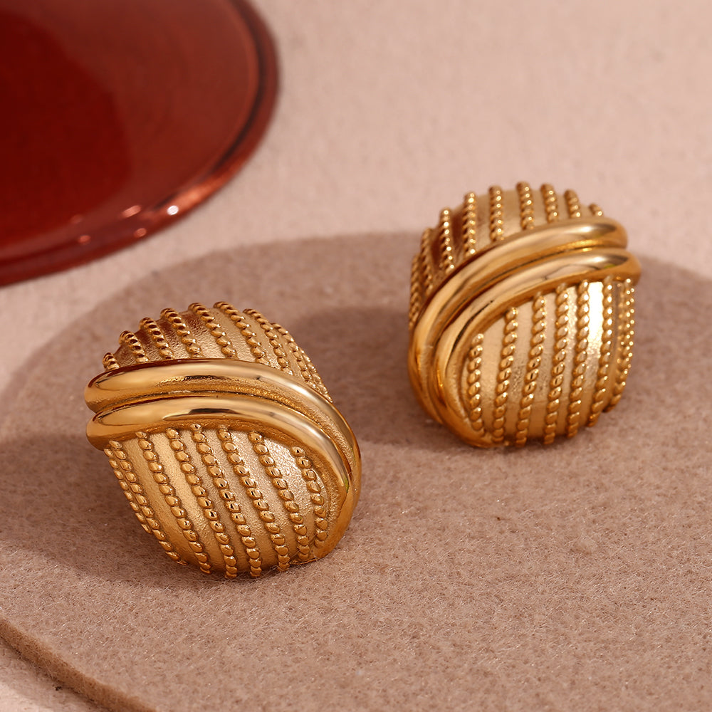 1 Pair Vintage Style Simple Style Geometric Plating Stainless Steel 18k Gold Plated Ear Studs