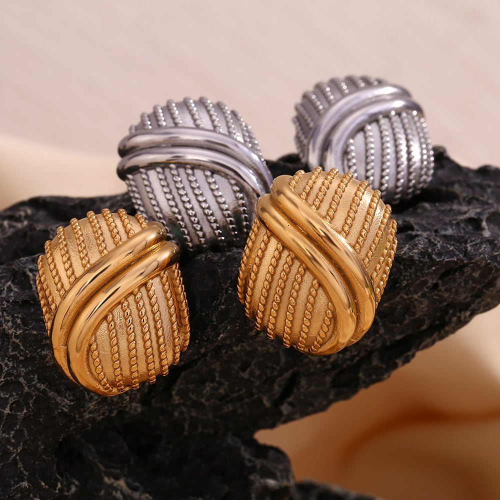 1 Pair Vintage Style Simple Style Geometric Plating Stainless Steel 18k Gold Plated Ear Studs