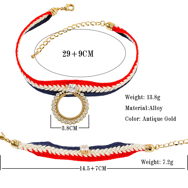Fashion Geometric Alloy Plating Inlay Rhinestones Zircon Gold Plated Women's Bracelets Choker