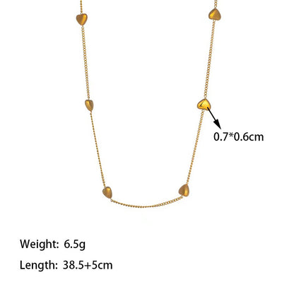 Simple Style Classic Style Heart Shape Titanium Steel Polishing Plating 18k Gold Plated Bracelets Necklace