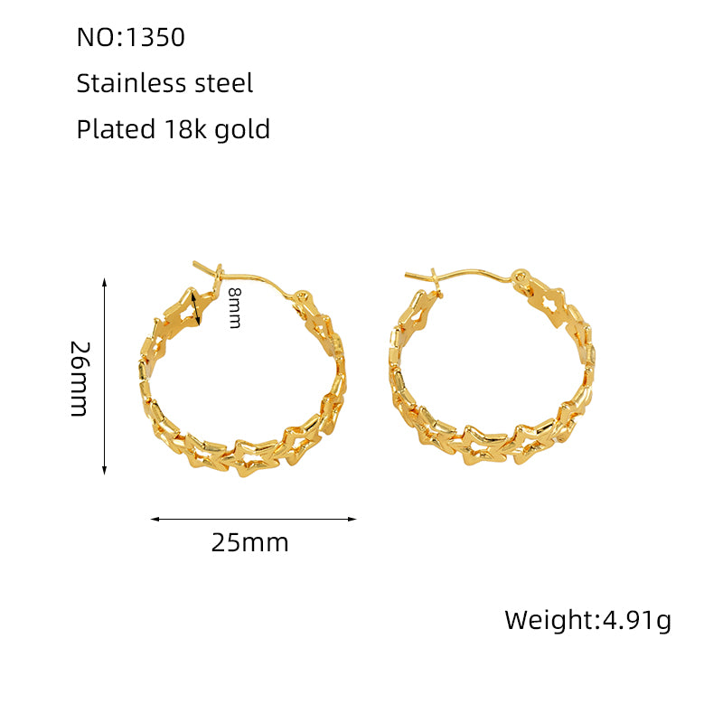 1 Piece Simple Style Geometric Polishing Plating Stainless Steel 18k Gold Plated Earrings