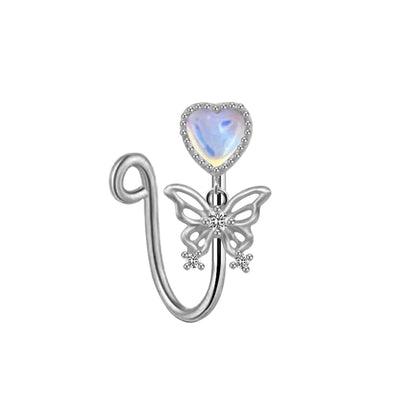 Elegant Cute Vacation Wings Butterfly Stainless Steel Copper White Gold Plated Rhinestones Zircon Nose Ring Nose Studs In Bulk