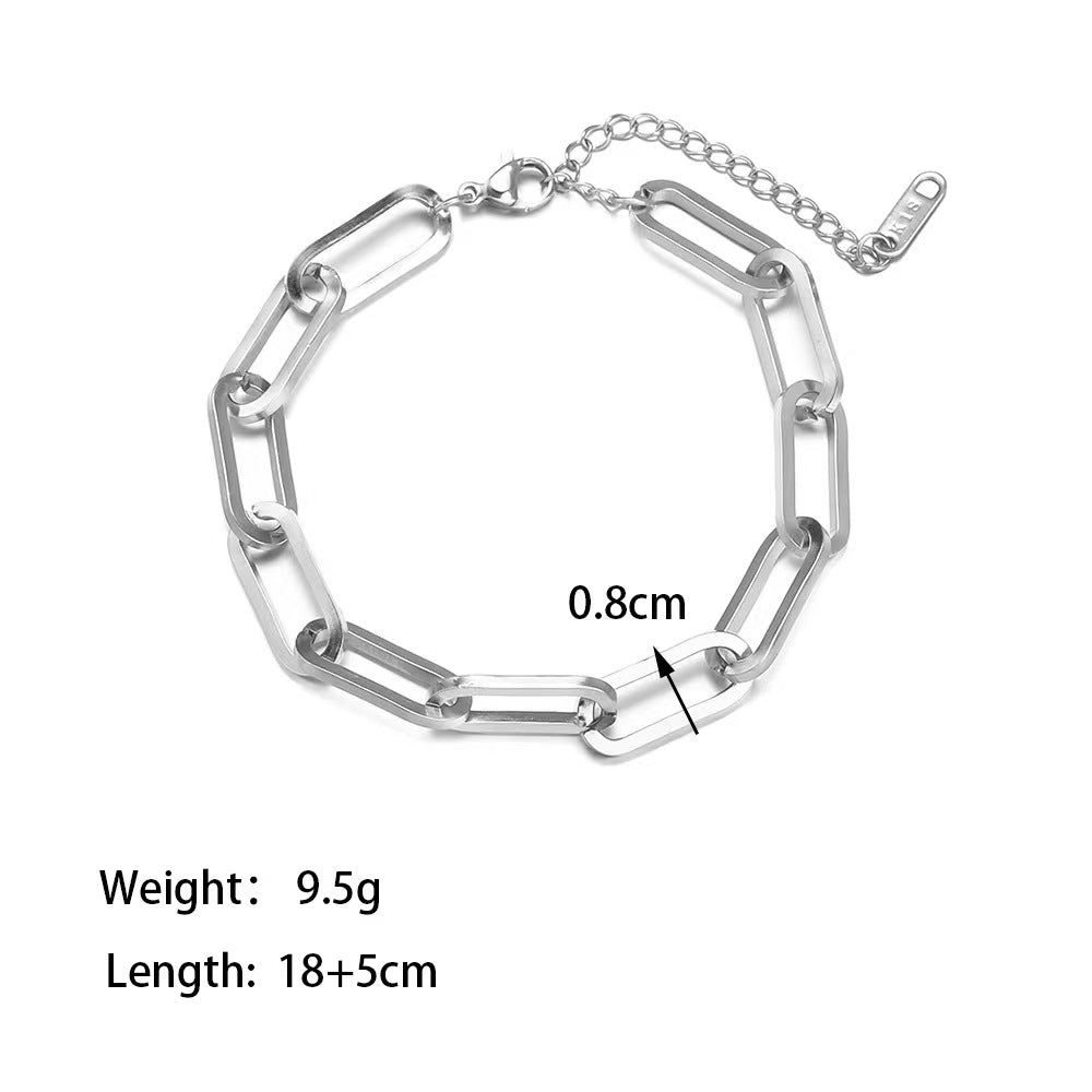 Simple Style Classic Style Commute Solid Color Titanium Steel Polishing Plating 18k Gold Plated Bracelets Necklace