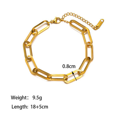 Simple Style Classic Style Commute Solid Color Titanium Steel Polishing Plating 18k Gold Plated Bracelets Necklace