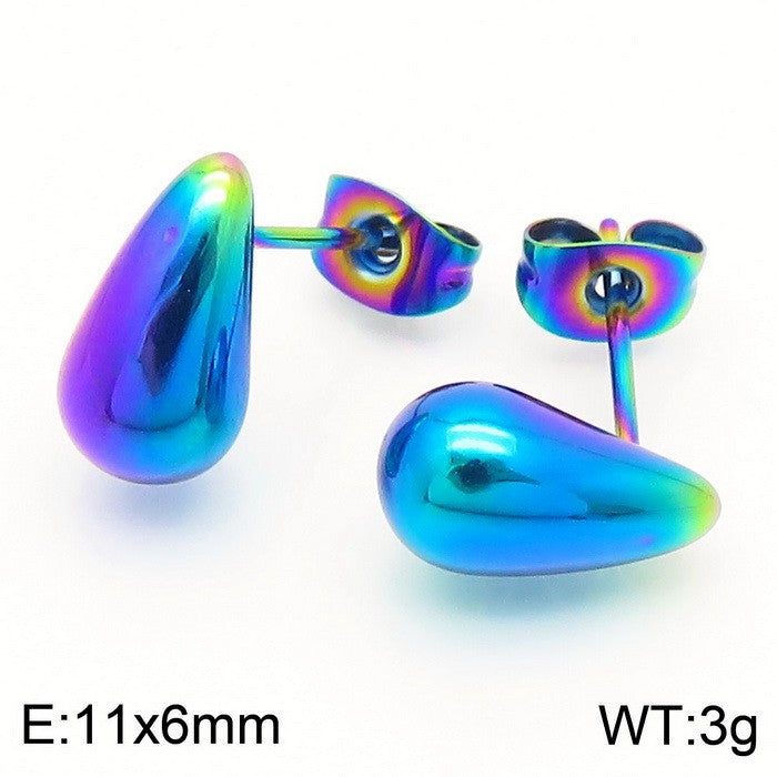 1 Pair Simple Style Water Droplets Plating Stainless Steel Earrings