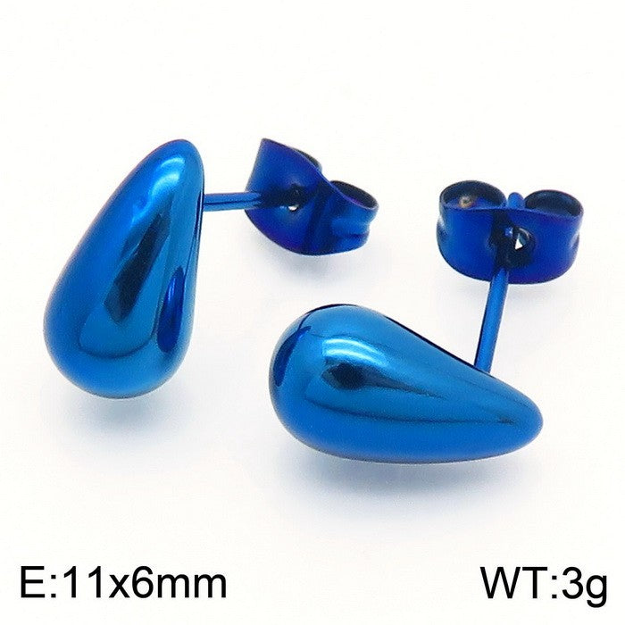 1 Pair Simple Style Water Droplets Plating Stainless Steel Earrings