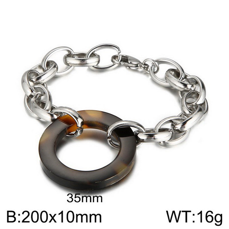 Fashion Round Stainless Steel Titanium Steel Plating Bracelets Necklace
