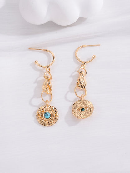 1 Pair Vintage Style Hand Glasses Plating Inlay Copper Natural Stone 18k Gold Plated Drop Earrings