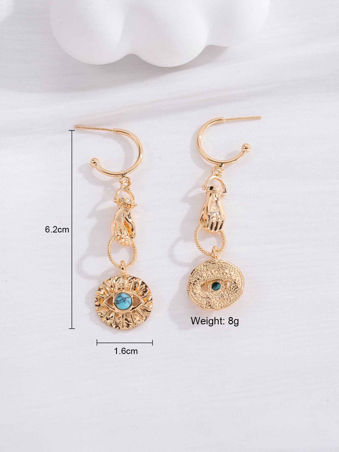 1 Pair Vintage Style Hand Glasses Plating Inlay Copper Natural Stone 18k Gold Plated Drop Earrings