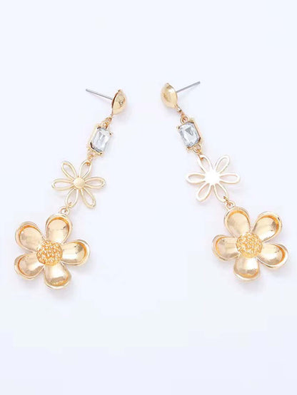 1 Pair Elegant Glam Flower Plating Inlay Copper Zircon 18k Gold Plated Drop Earrings