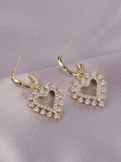 1 Pair Elegant Glam Heart Shape Plating Inlay Copper Zircon 18k Gold Plated Drop Earrings