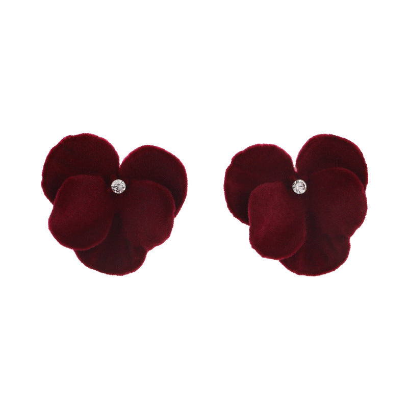 1 Pair Princess Glam Sexy Flower Alloy Flocking Ear Studs