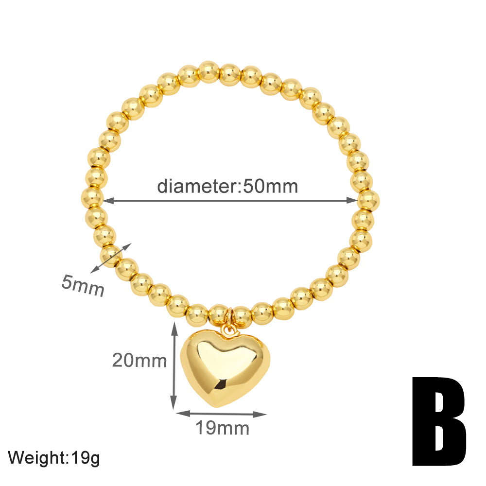 Sweet Simple Style Heart Shape Copper Plating 18k Gold Plated Bracelets