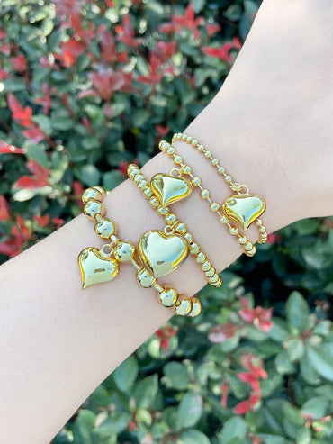 Sweet Simple Style Heart Shape Copper Plating 18k Gold Plated Bracelets