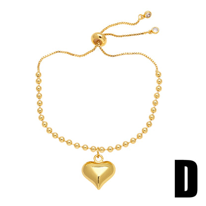 Sweet Simple Style Heart Shape Copper Plating 18k Gold Plated Bracelets