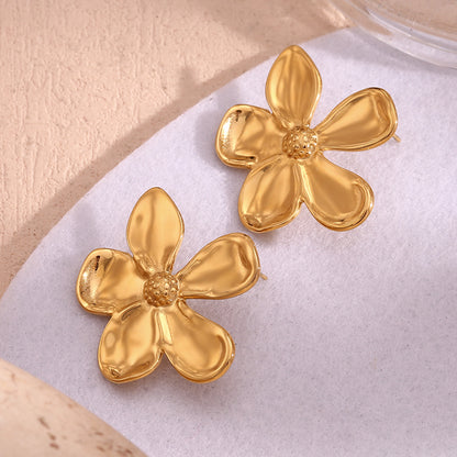 1 Pair Elegant Vintage Style Flower Plating Stainless Steel 18k Gold Plated Drop Earrings