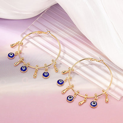 1 Pair Simple Style Eye Plating Inlay Alloy Glass Hoop Earrings