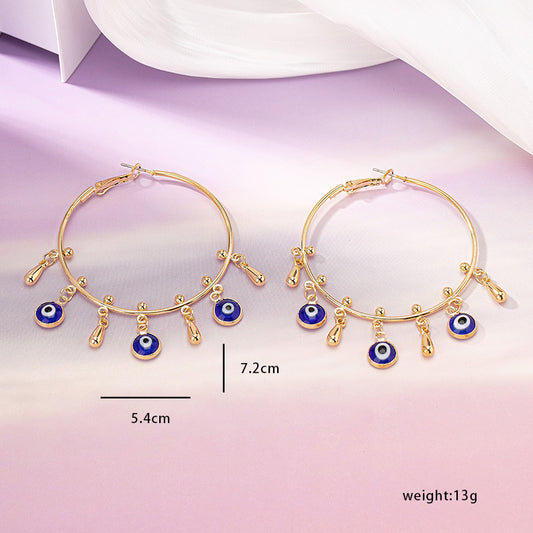 1 Pair Simple Style Eye Plating Inlay Alloy Glass Hoop Earrings