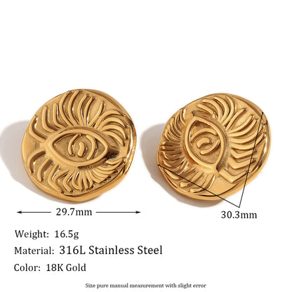 1 Pair Vintage Style Simple Style Eye Plating Stainless Steel 18k Gold Plated Ear Studs