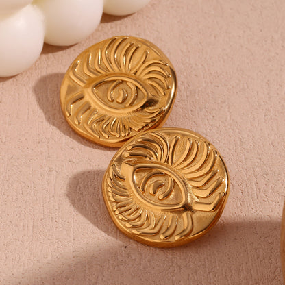 1 Pair Vintage Style Simple Style Eye Plating Stainless Steel 18k Gold Plated Ear Studs