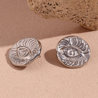 1 Pair Vintage Style Simple Style Eye Plating Stainless Steel 18k Gold Plated Ear Studs