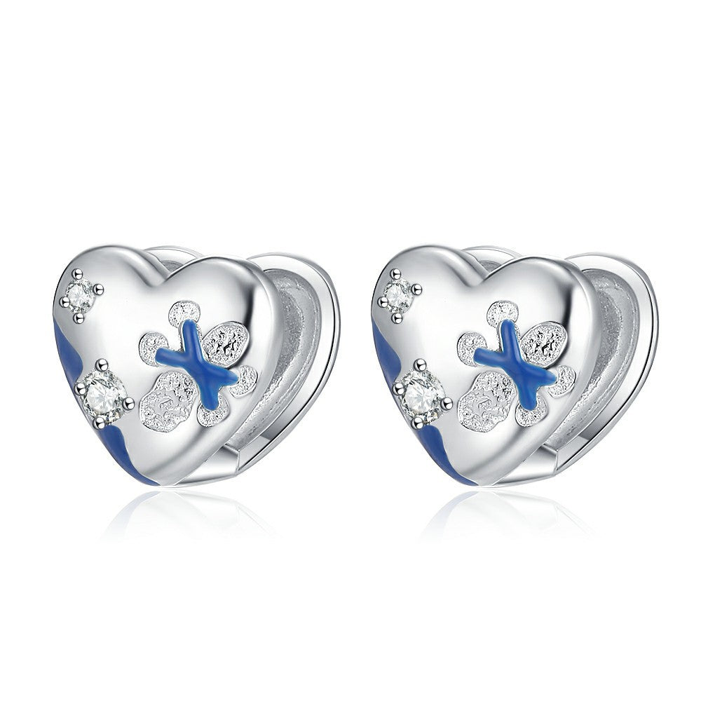 1 Pair Glam Heart Shape Epoxy Plating Inlay Copper Zircon White Gold Plated Earrings