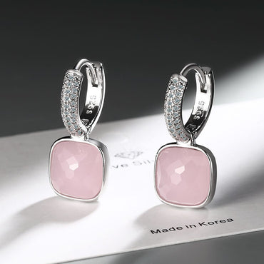 1 Piece Lady Square Plating Inlay Copper Zircon White Gold Plated Drop Earrings