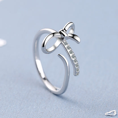 Simple Style Classic Style Bow Knot Copper Inlay Zircon Rings