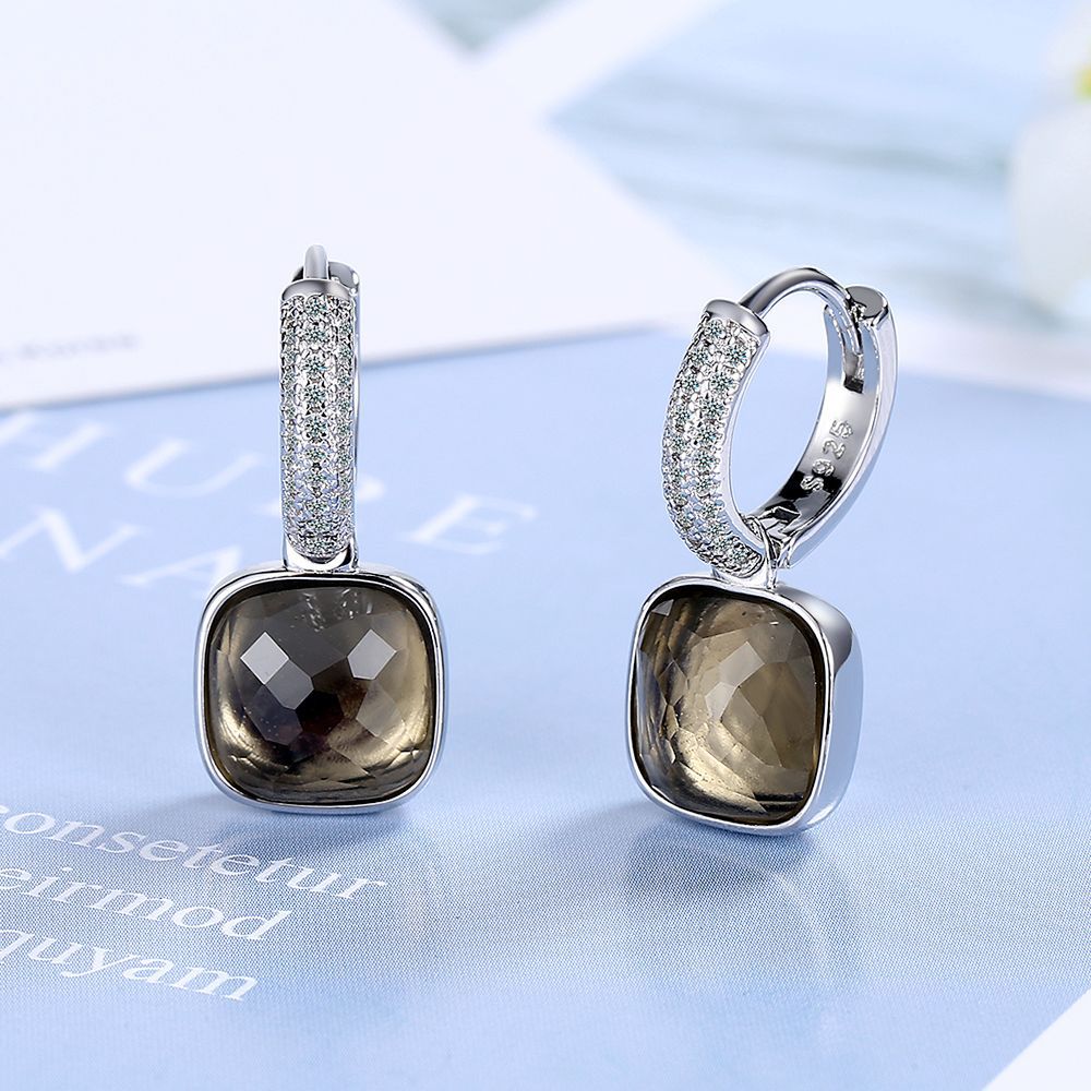 1 Piece Lady Square Plating Inlay Copper Zircon White Gold Plated Drop Earrings