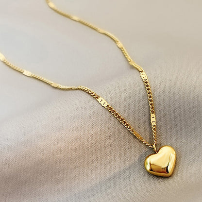 Simple Style Classic Style Heart Shape Alloy Polishing Women's Pendant Necklace