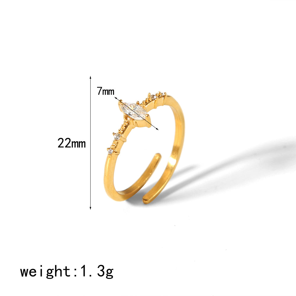 Retro Circle Stainless Steel Polishing Plating Zircon 18k Gold Plated Rings