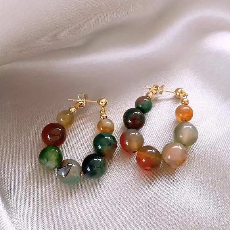 1 Pair Simple Style Classic Style Color Block Beaded Copper Earrings