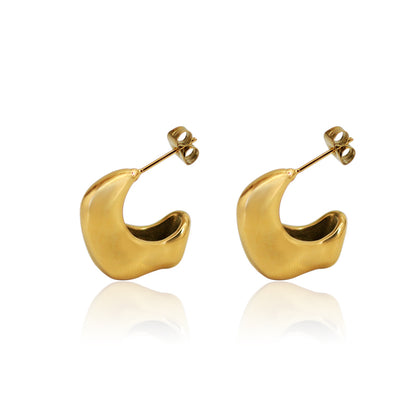 1 Pair Simple Style Moon Plating Stainless Steel 18k Gold Plated Ear Studs