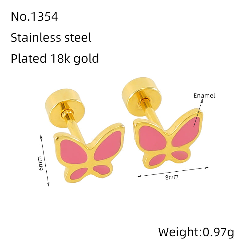 1 Piece Simple Style Classic Style Butterfly Polishing Plating Stainless Steel 18k Gold Plated Ear Studs