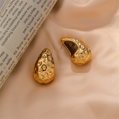 1 Pair Ig Style Solid Color Irregular Plating Pleated Copper Gold Plated Ear Studs