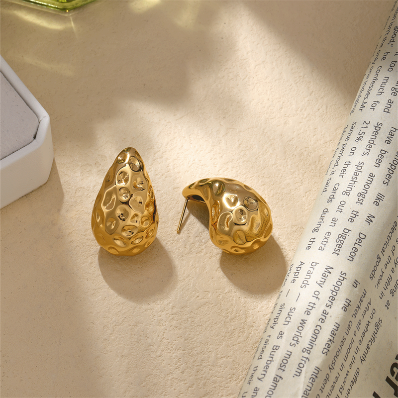 1 Pair Ig Style Solid Color Irregular Plating Pleated Copper Gold Plated Ear Studs