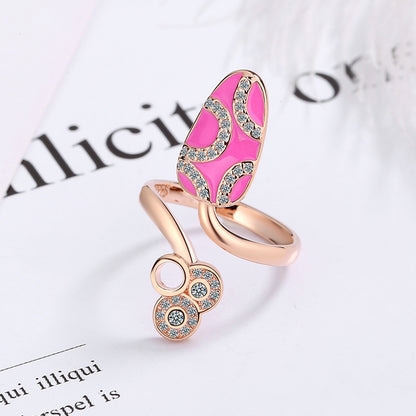 Lady Geometric Copper Plating Inlay Zircon White Gold Plated Rings