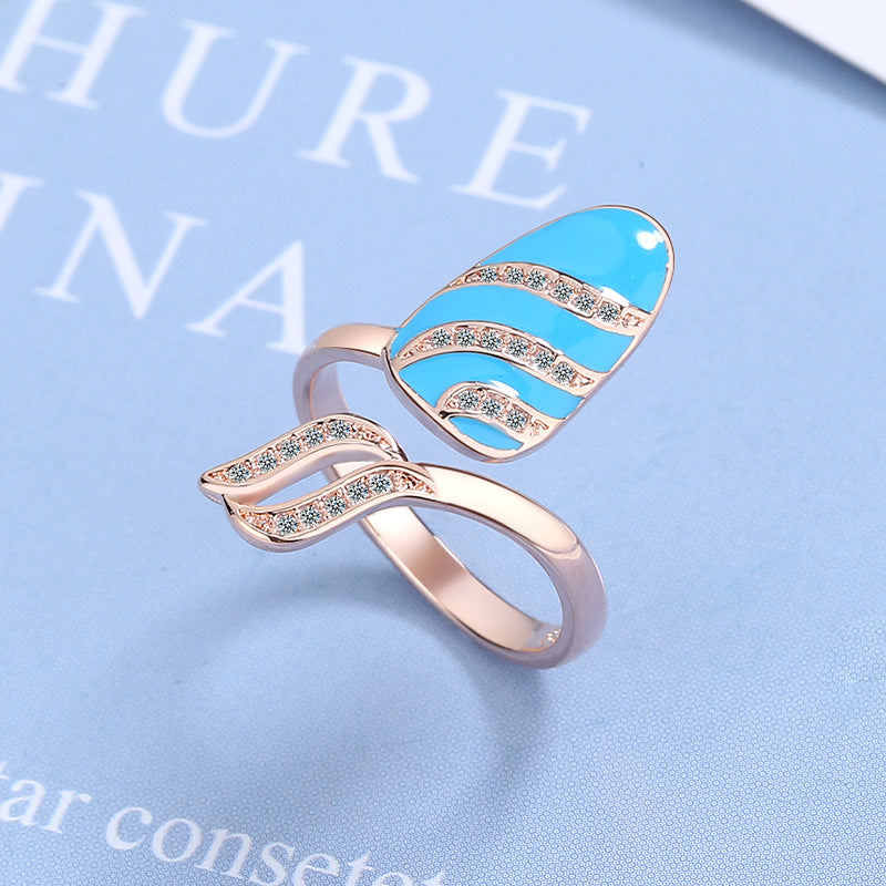 Lady Geometric Copper Plating Inlay Zircon White Gold Plated Rings