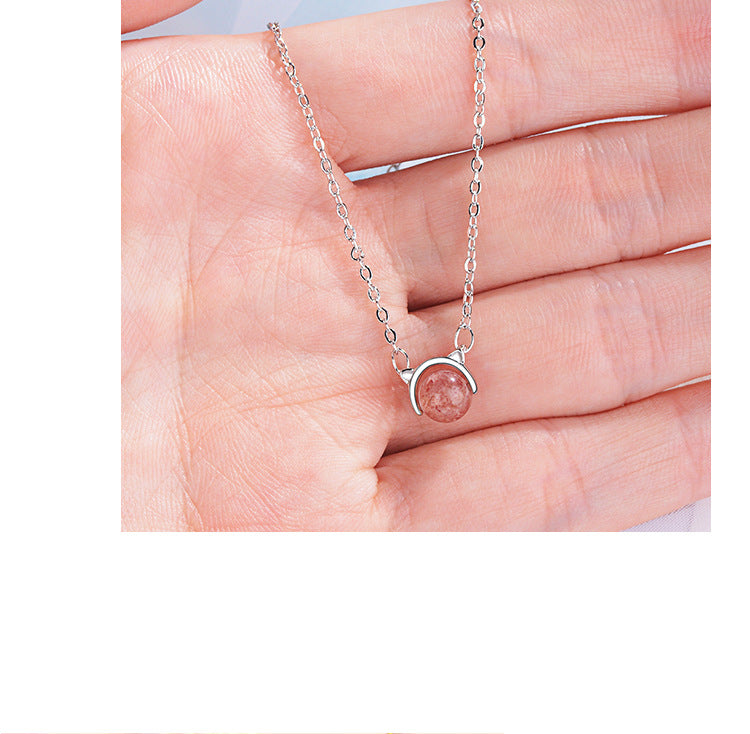 Cute Animal Copper Plating Inlay Crystal White Gold Plated Pendant Necklace