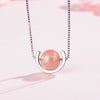 Simple Style Round Copper Plating Inlay Crystal White Gold Plated Pendant Necklace