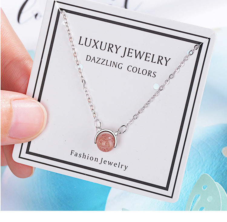 Cute Animal Copper Plating Inlay Crystal White Gold Plated Pendant Necklace