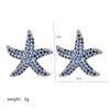 1 Pair Sweet Starfish Plating Inlay Copper Zircon White Gold Plated Ear Studs