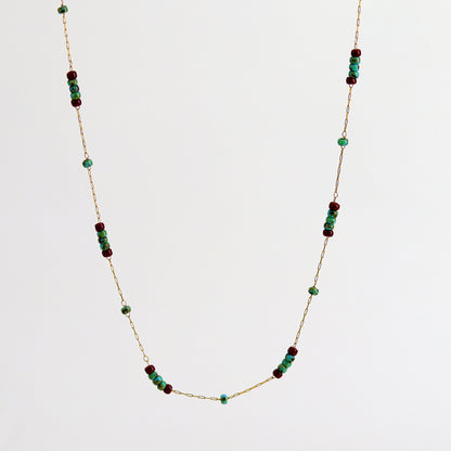 Simple Style Geometric Imitation Turquoise Titanium Steel Beaded Necklace